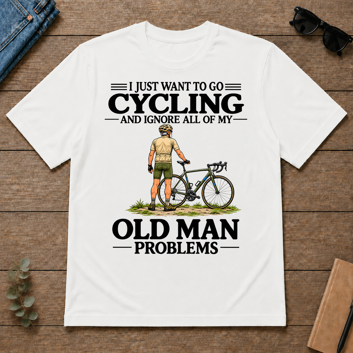I Just Want To Go Cycling Vintage Men - white - TS2D-White