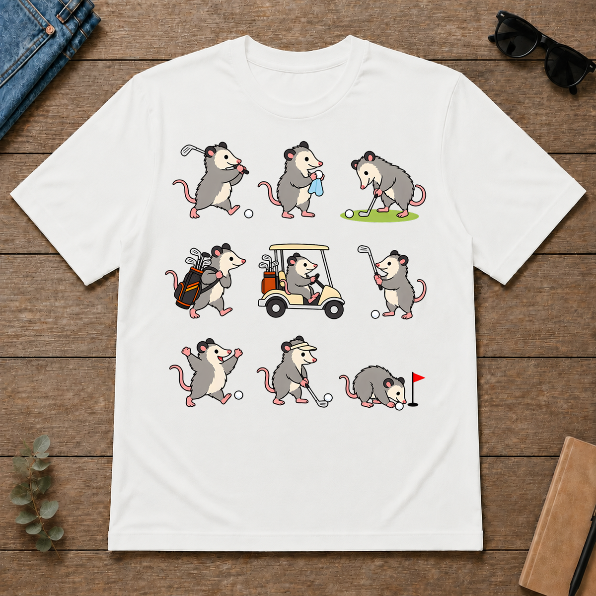 Funny Opossum Golf - white - TS2D-White