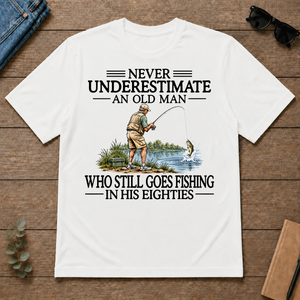 Never Underestimate An Old Man Fishing 80s - white - TS2D-White