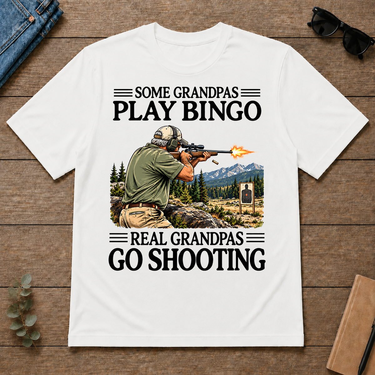 Some Grandpas Play Bingo Real Grandpas Go Shooting - white - TS2D-White
