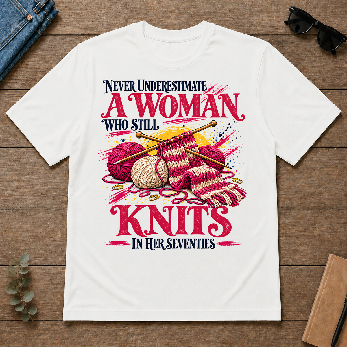 A Woman Still Knits In Her Seventies - white - TS2D-White
