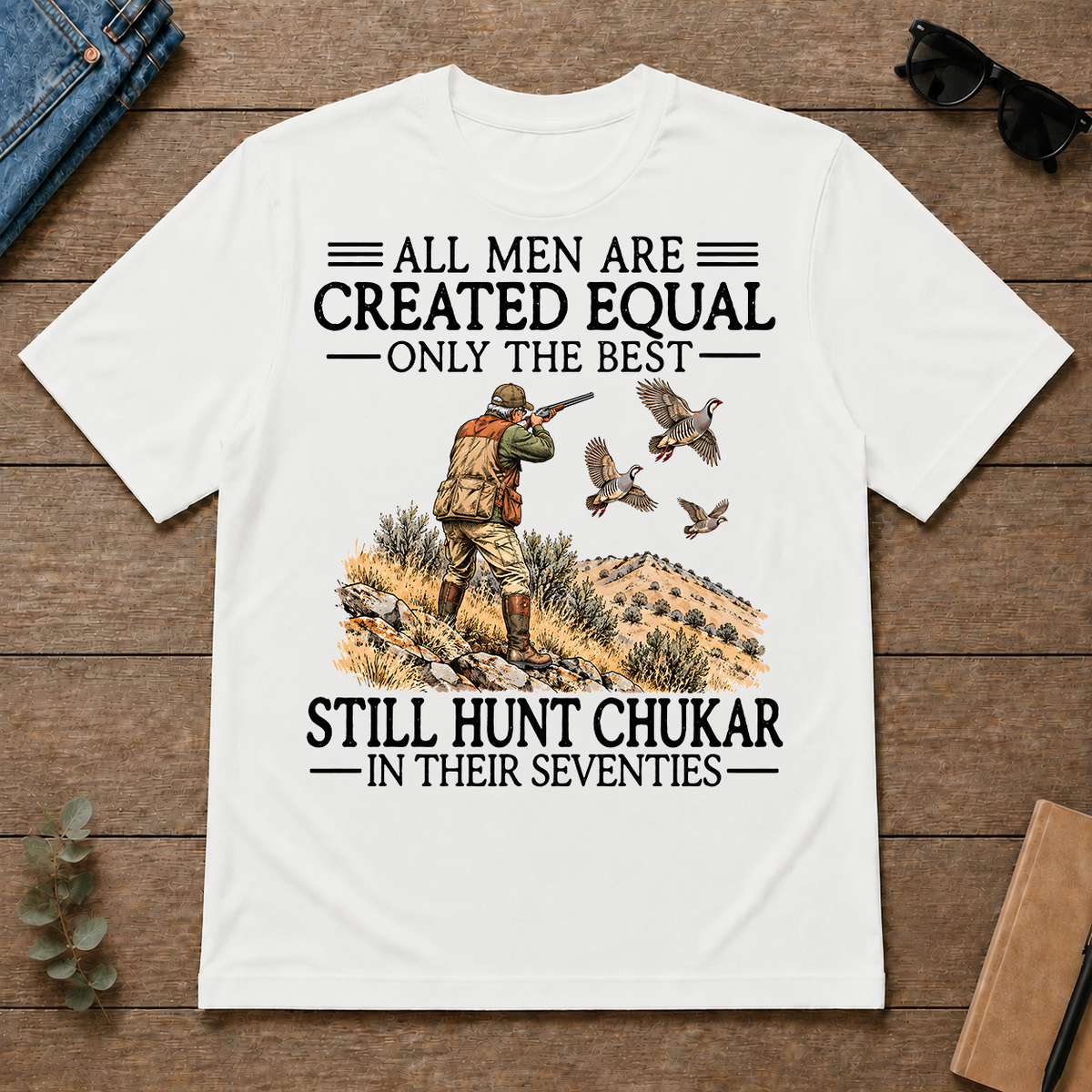 All Men Are Created Equal Chukar Hunting 70s - white - TS2D-White