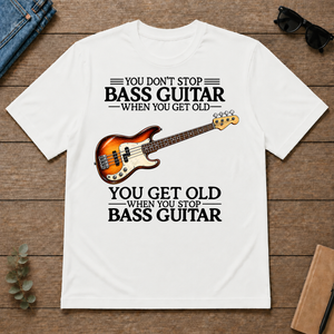 Don't Stop Playing Bass Guitar Vintage Art - white - TS2D-White