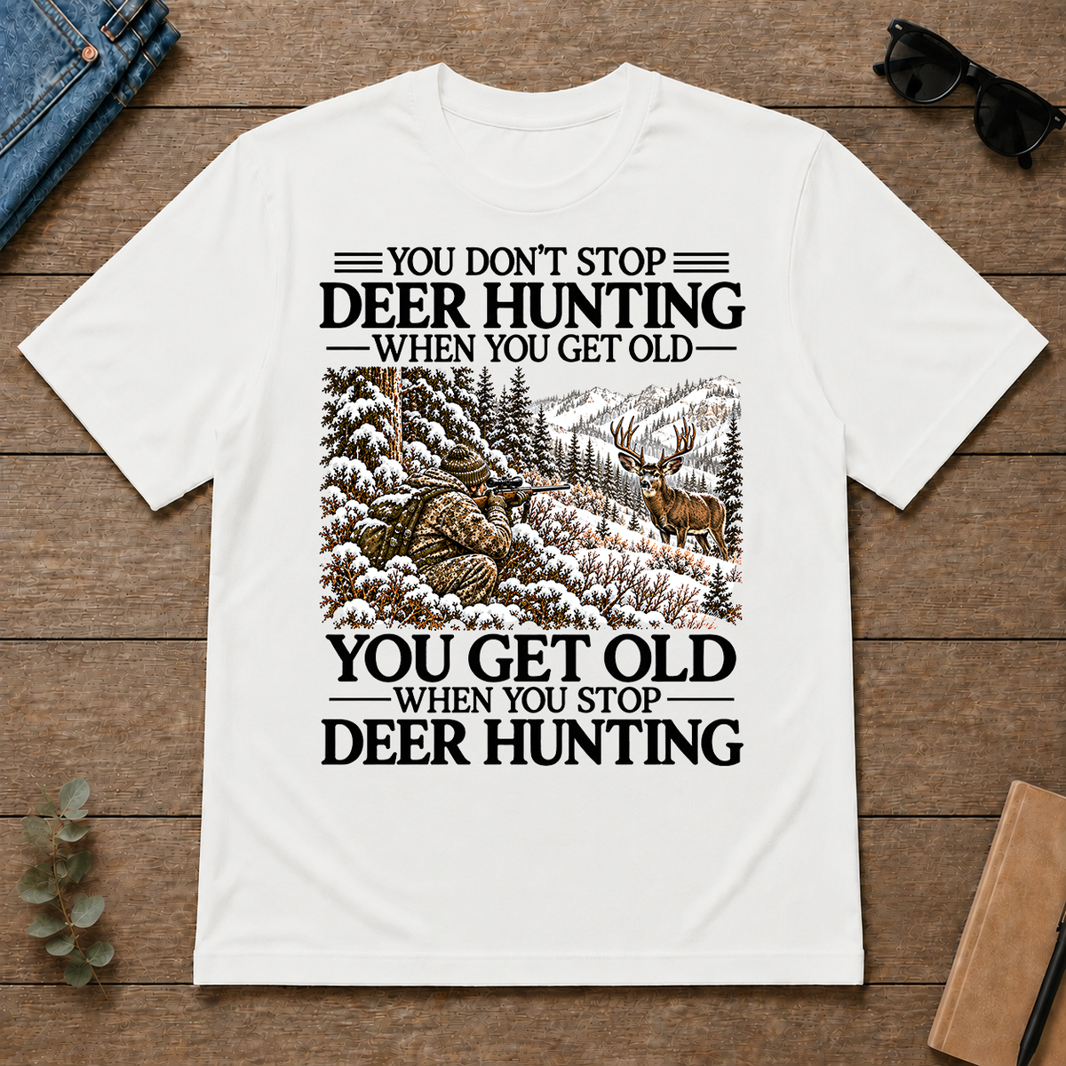 Don't Stop Mule Deer Hunting Snow - white - TS2D-White