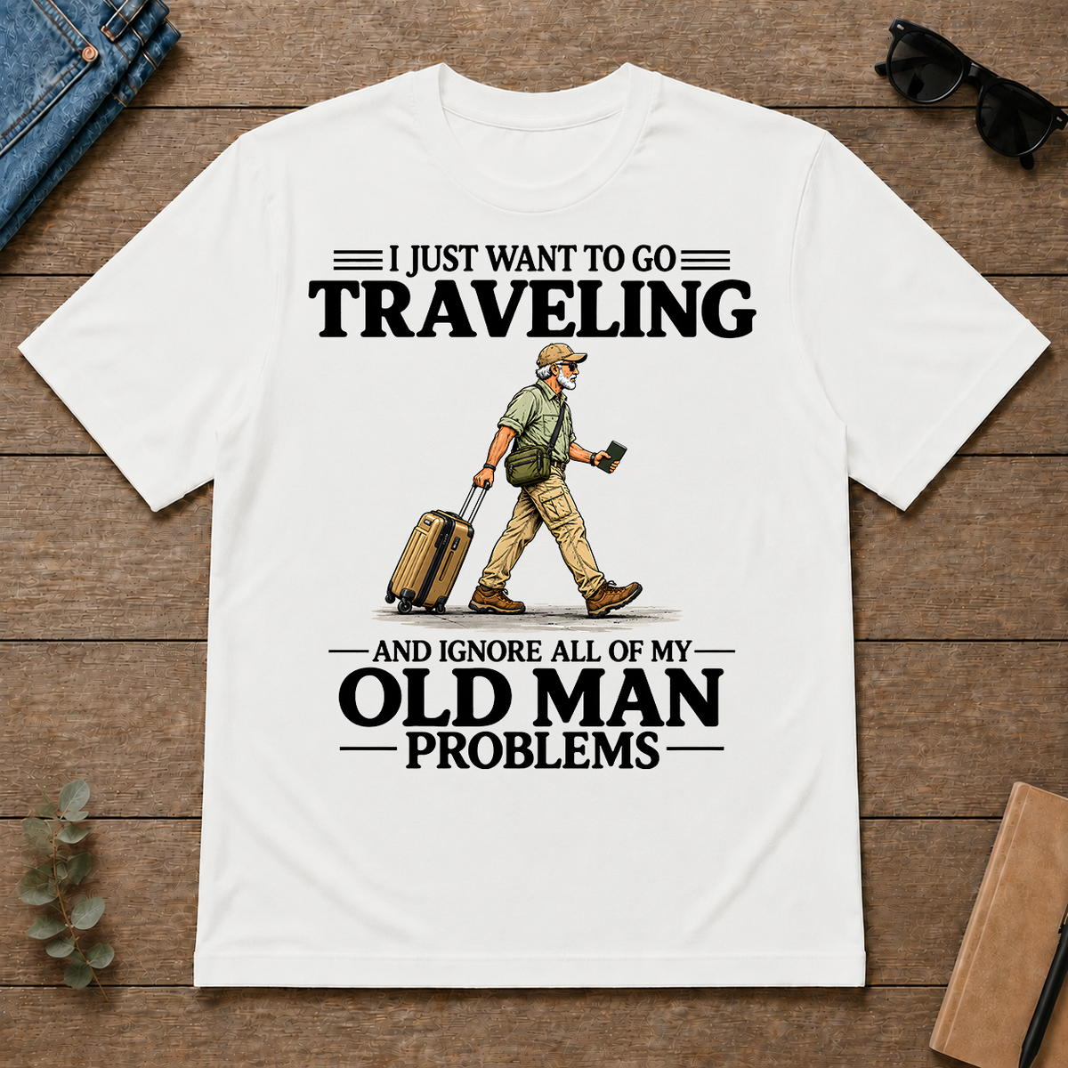 I Just Want To Go Traveling Vintage - white - TS2D-White