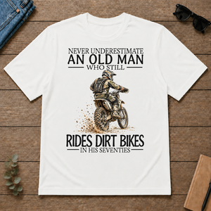 An Old Man Who Still Rides Dirt Bikes In His Seventies - white - TS2D-White