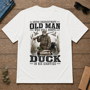 Old Man Hunting Duck In His Eighties - white - TS2D-White