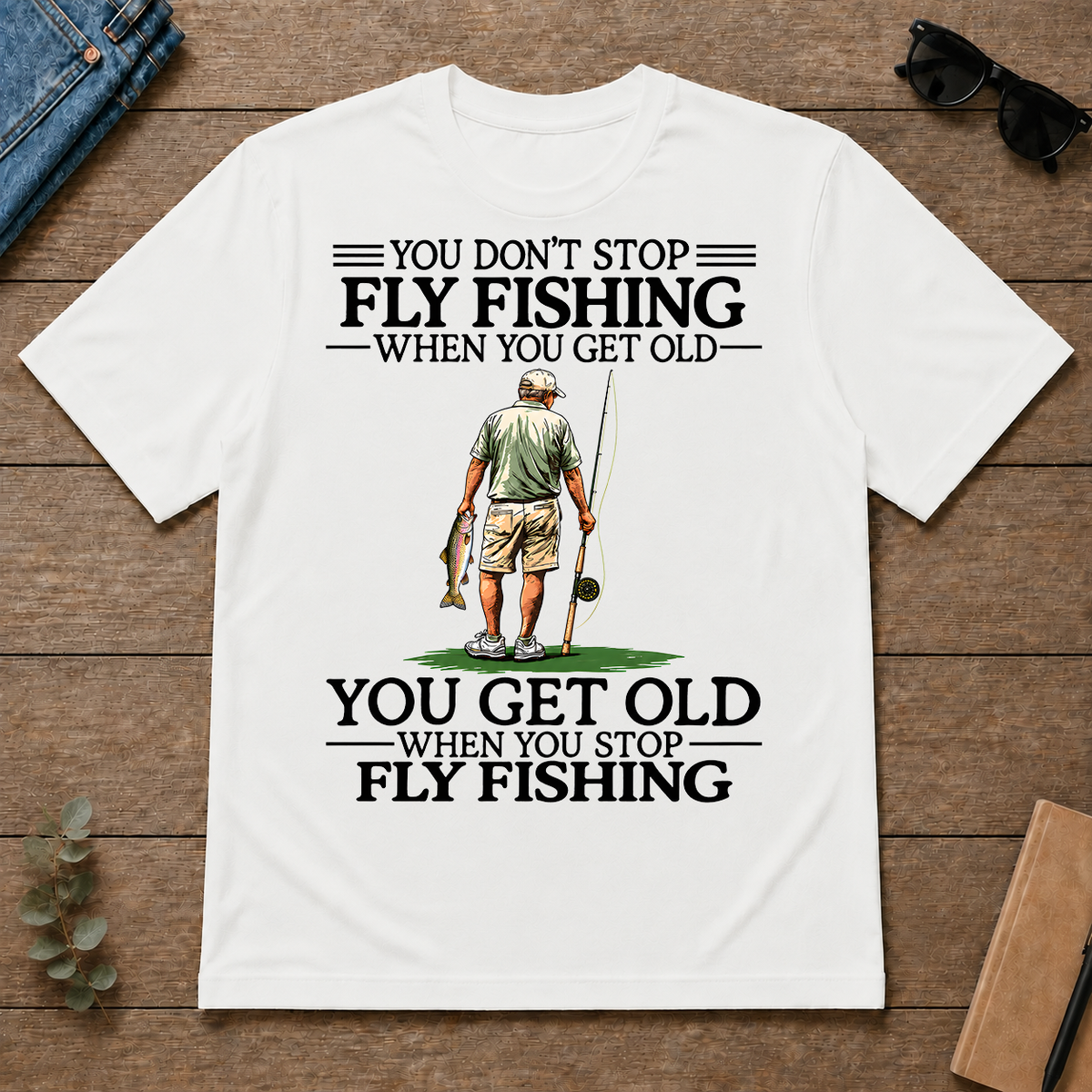 Don't Stop Fly Fishing Vintage - white - TS2D-White