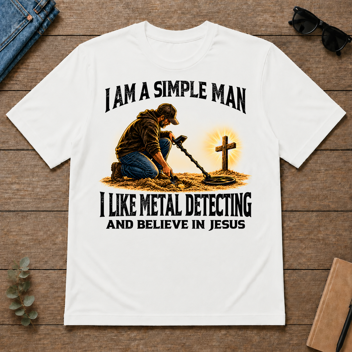 I Am Simple Man I Like Metal Detecting - white - TS2D-White