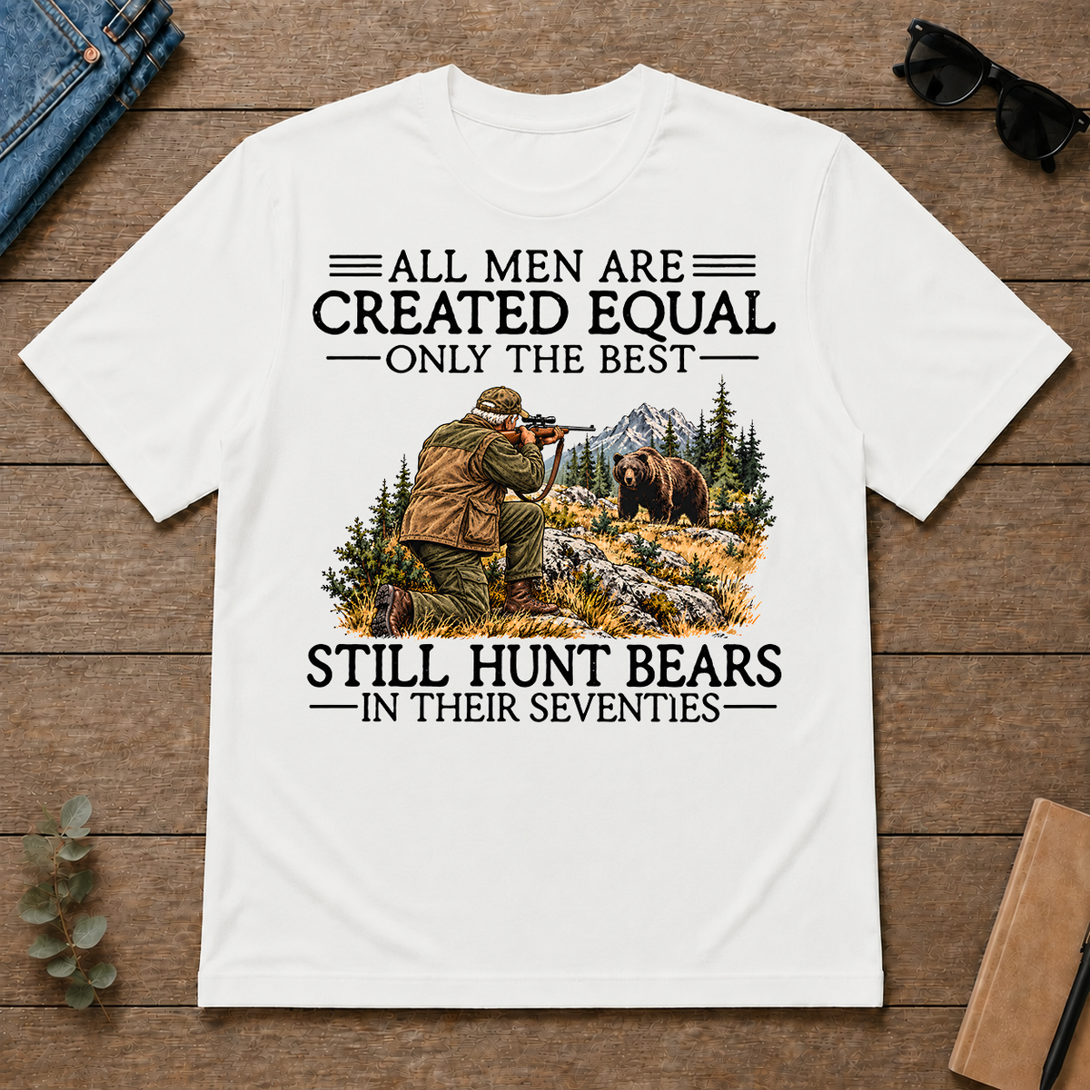 All Men Are Created Equal Deer Hunting 70s - white - TS2D-White