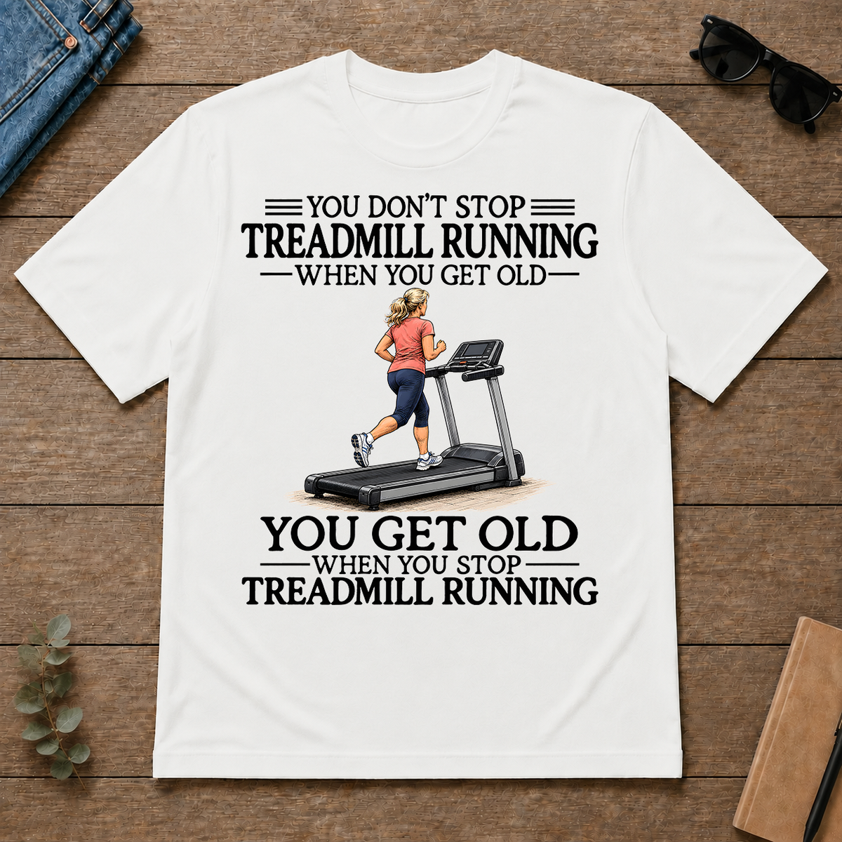 Don't Stop Treadmill Running Woman - white - TS2D-White