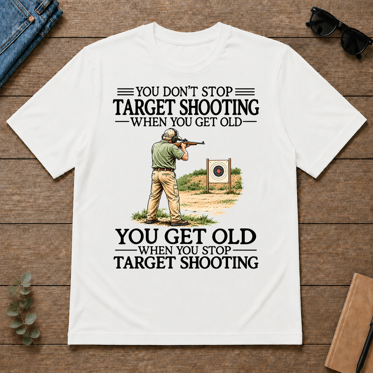 Don't Stop Target Shooting Vintage Art - white - TS2D-White