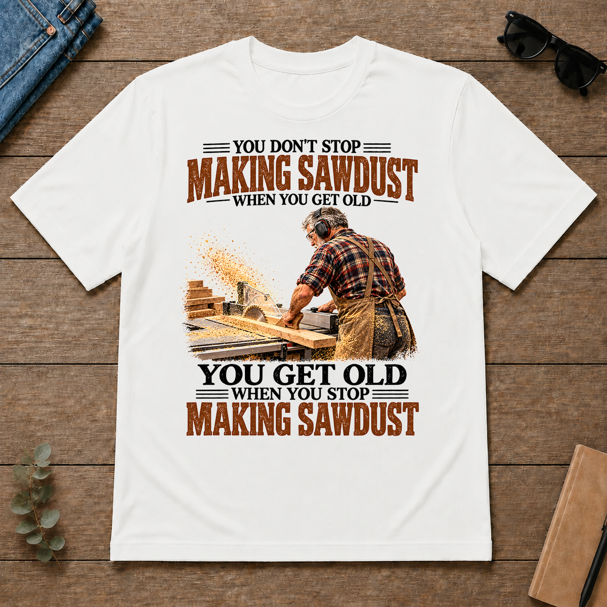 Making Sawdust You Get Old When You Stop - white - TS2D-White
