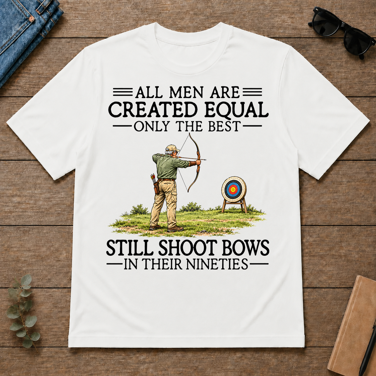 All Men Are Created Equal Only The Best Still Shoot Bows 90s - white - TS2D-White