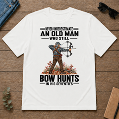 An Old Man Still Bow Hunts In His 70s - white - TS2D-White