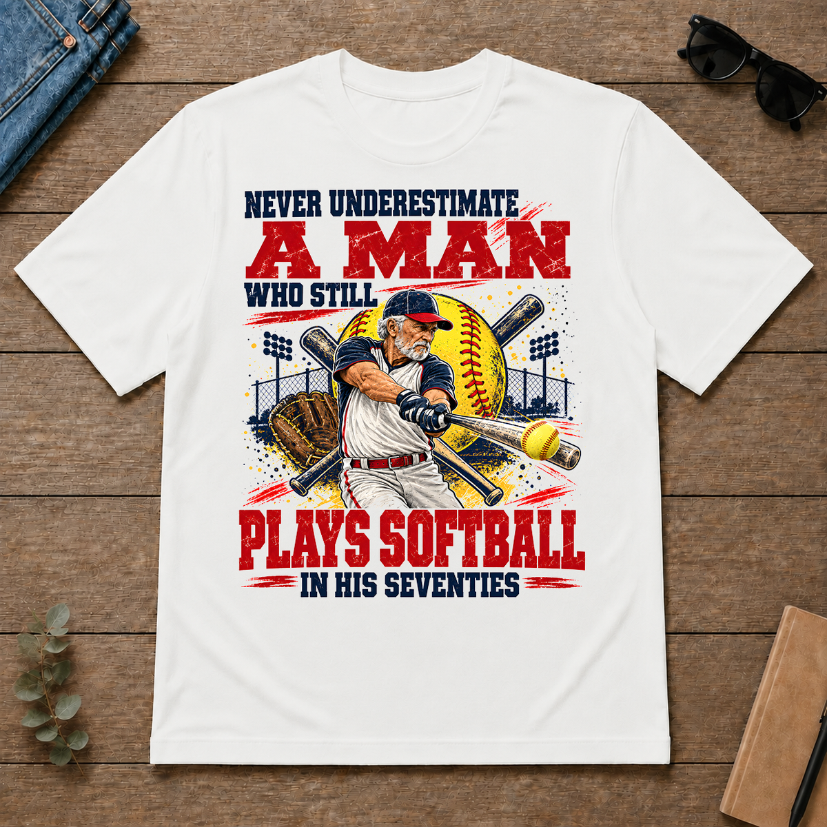 A Man Still Plays Softball In His 70s - white - TS2D-White