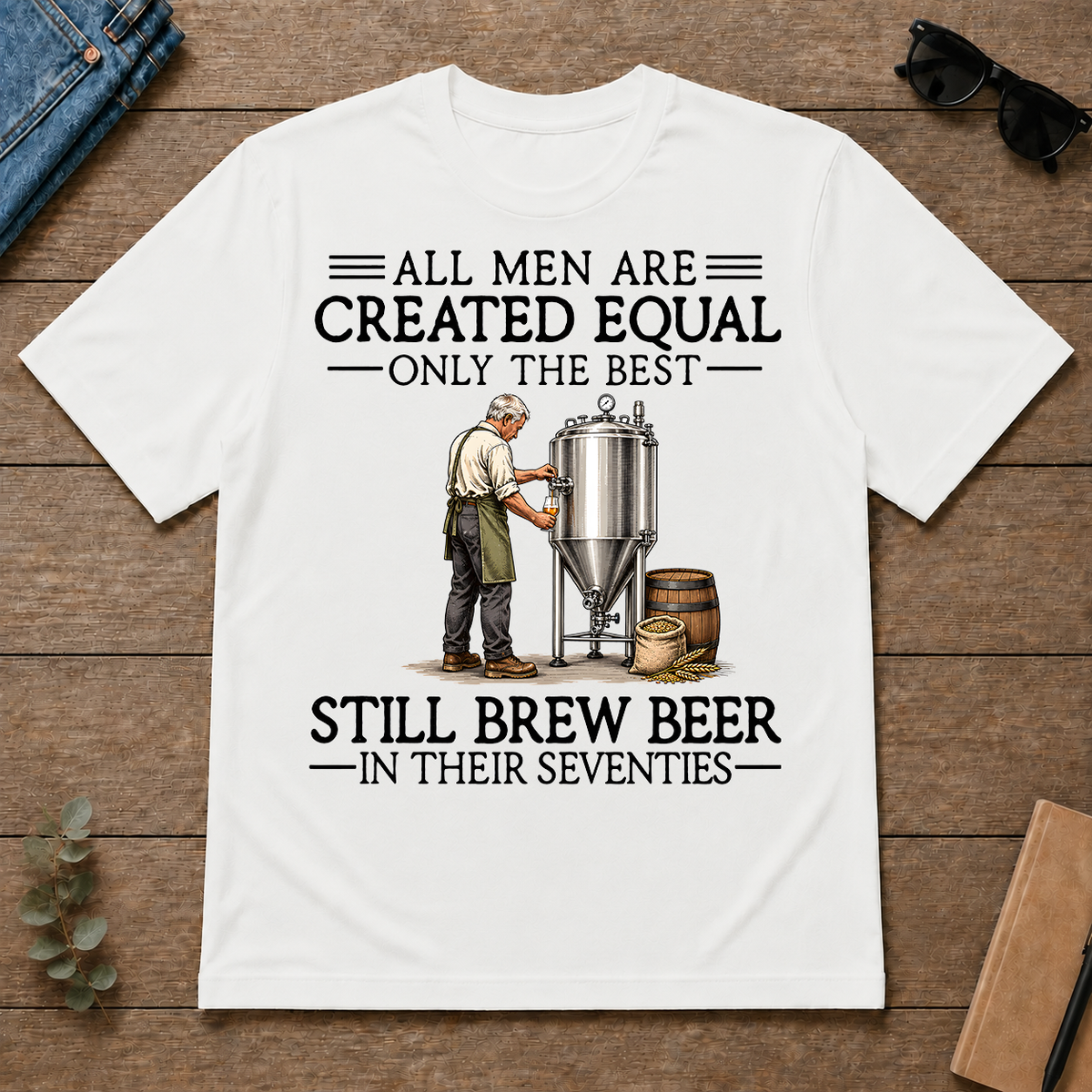 All Men Are Created Equal Only The Best Still Brew Beer 70s - white - TS2D-White