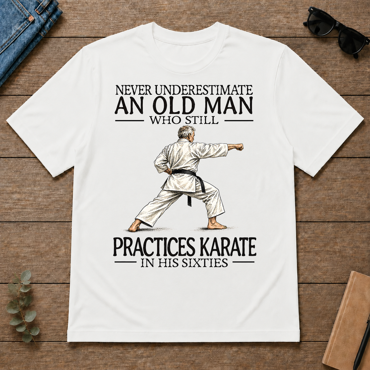 An Old Man Who Still Pratices Karate In His Sixties - white - TS2D-White