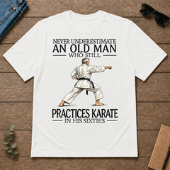 An Old Man Who Still Pratices Karate In His Sixties - white - TS2D-White