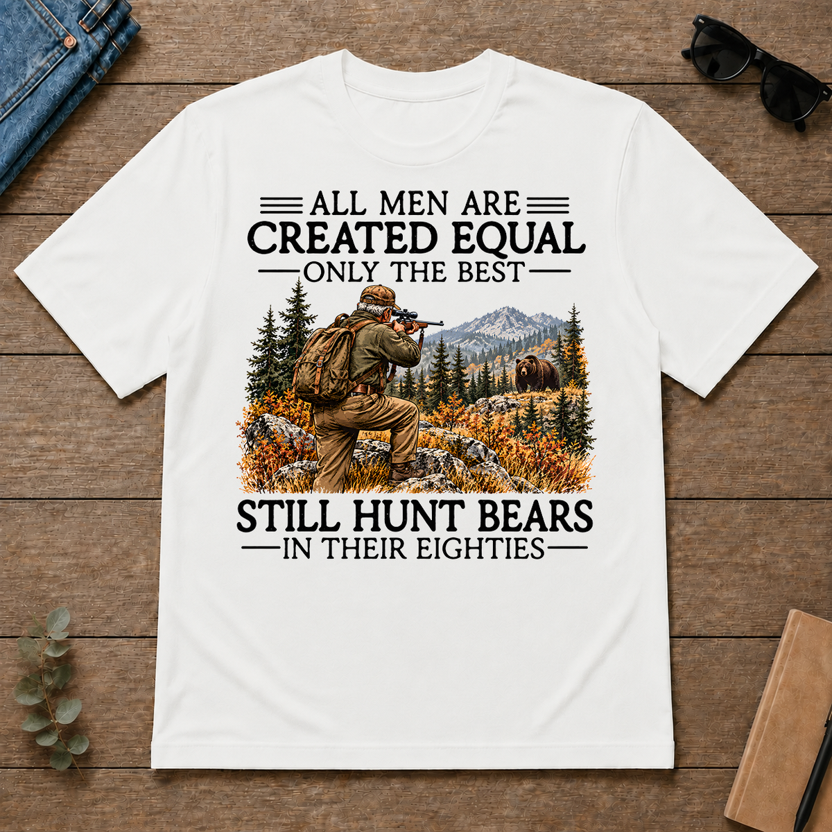 All Men Are Created Equal Bear Hunting 80s - white - TS2D-White
