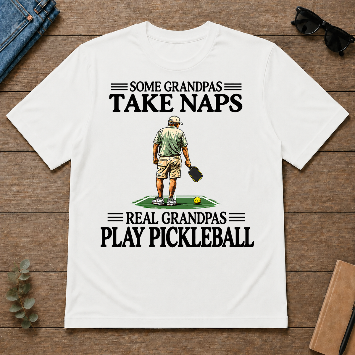 Real Grandpas Play Pickleball Vintage - white - TS2D-White