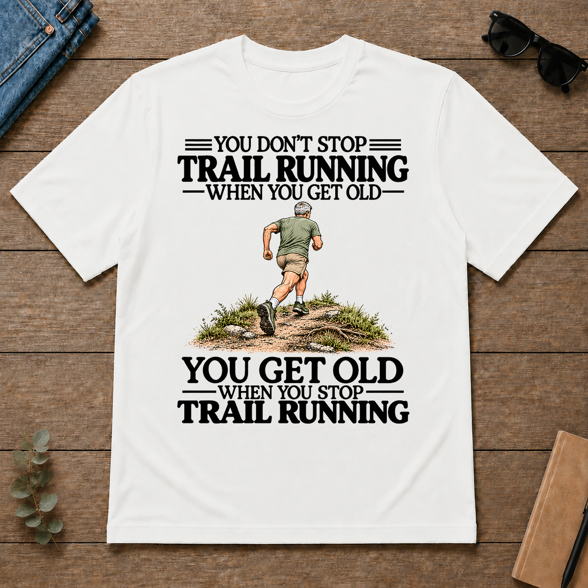 Don't Stop Trail Running Vintage Art - white - TS2D-White