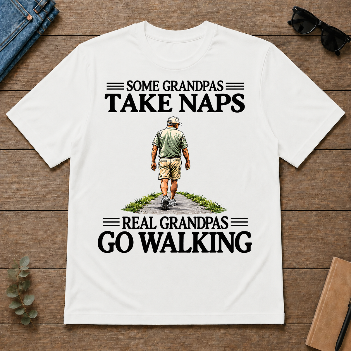 Real Grandpas Go Walking Vintage - white - TS2D-White
