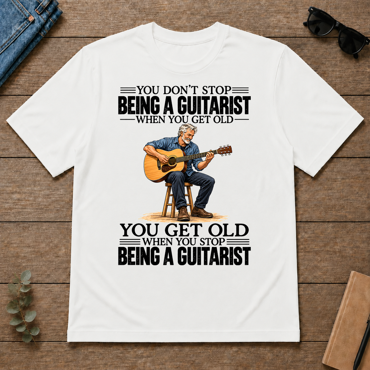Vintage You Get Old When You Stop Being A Guitarist - white - TS2D-White