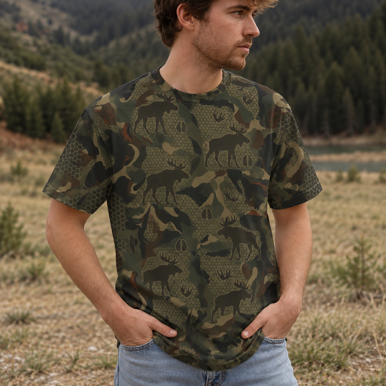 Moose Hunting All Over Print