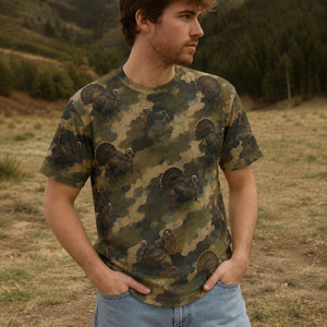 Wild Turkey Camouflage Graphic Pattern All Over Print Shirt
