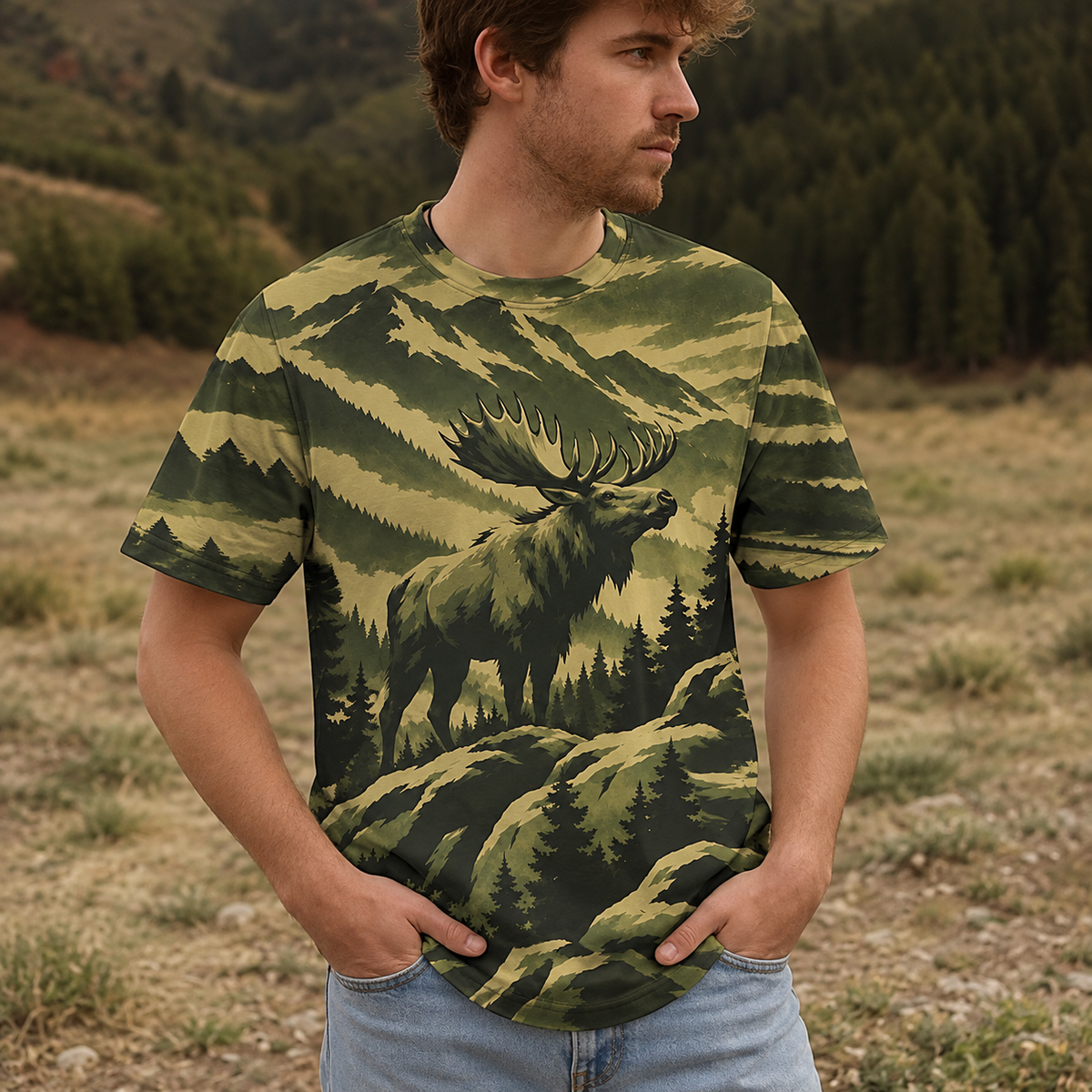 Moose Mountain Peaks Camo All Over Print