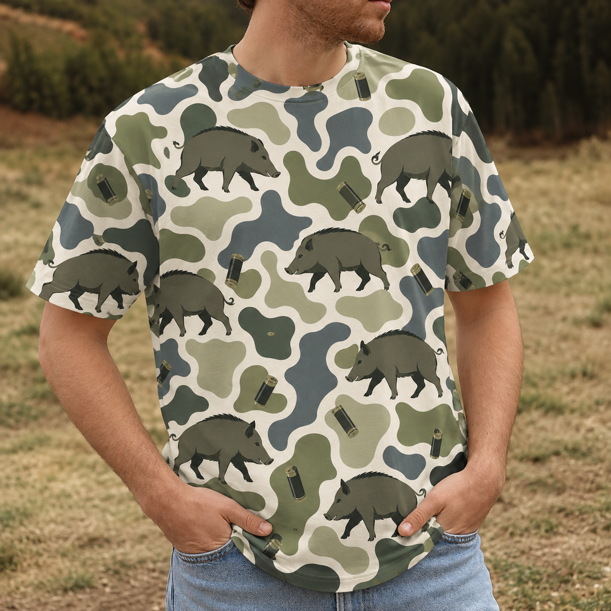 Hog Camouflage Hunting Funny Pattern All Over Print