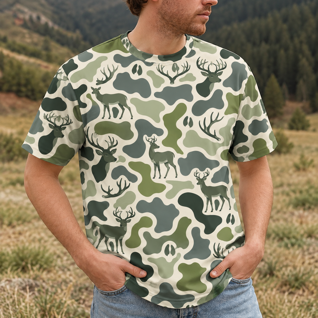 Deer Camouflage Hunting Funny Pattern All Over Print