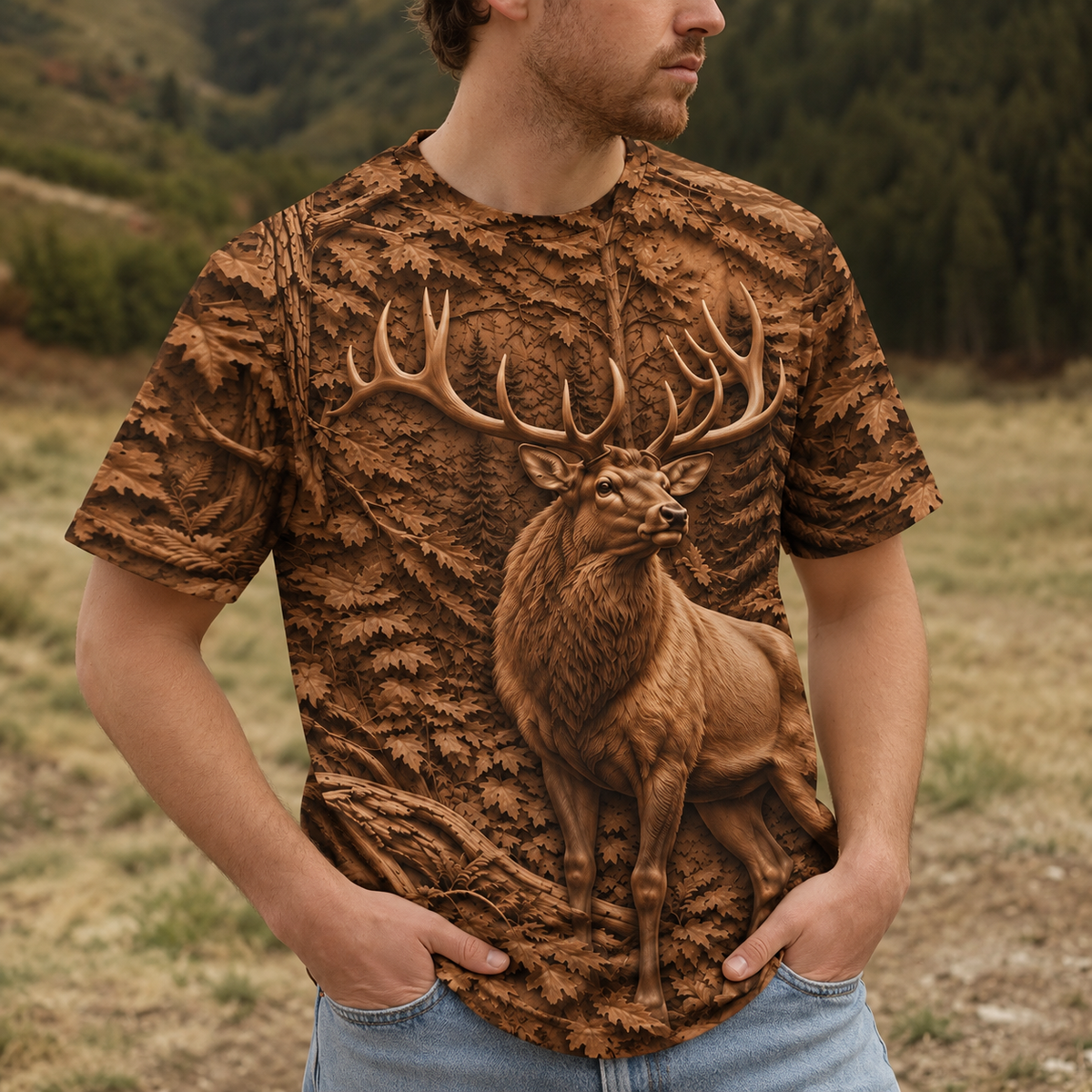 3D Elk Forest All Over Print