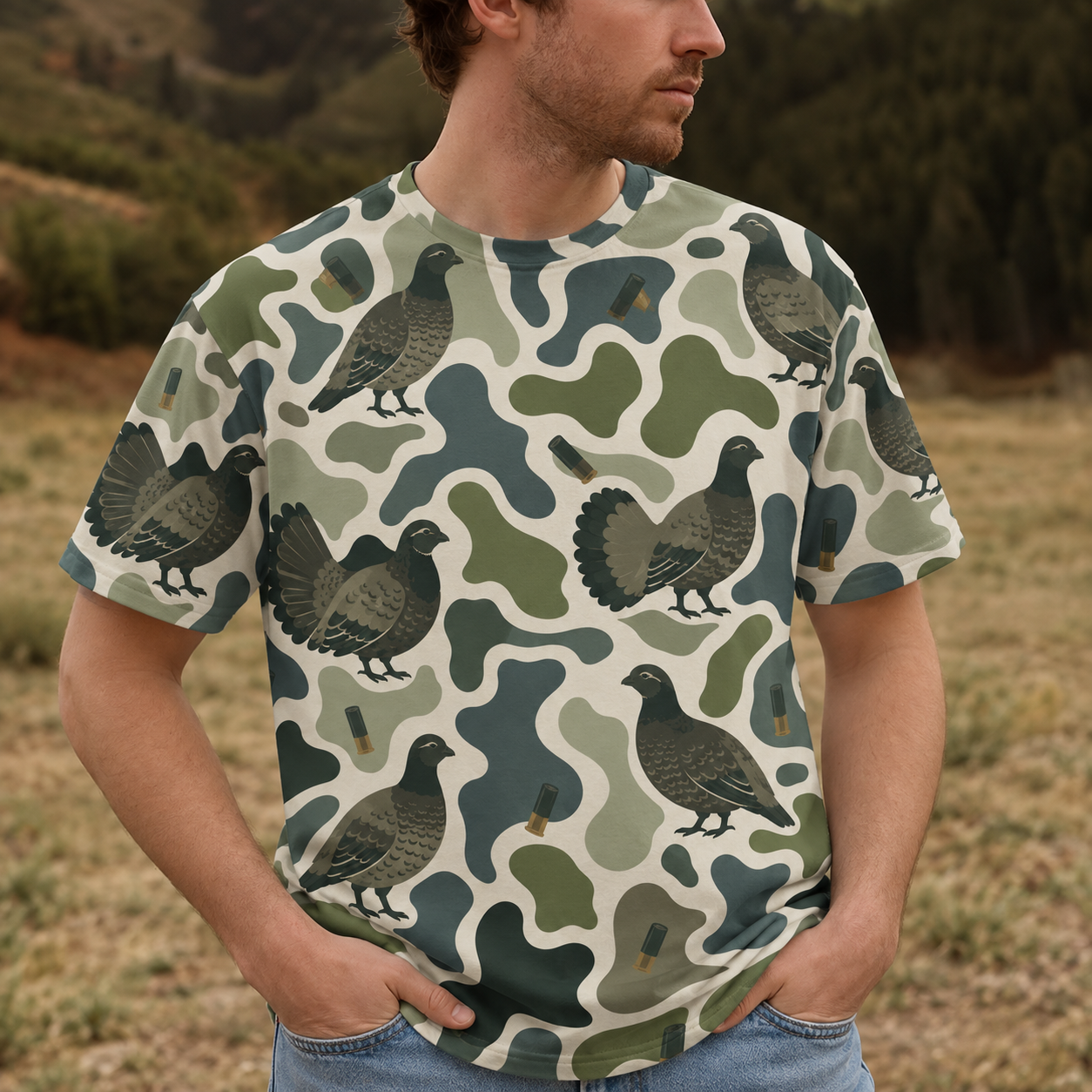 Grouse Camouflage Hunting Funny Pattern All Over Print