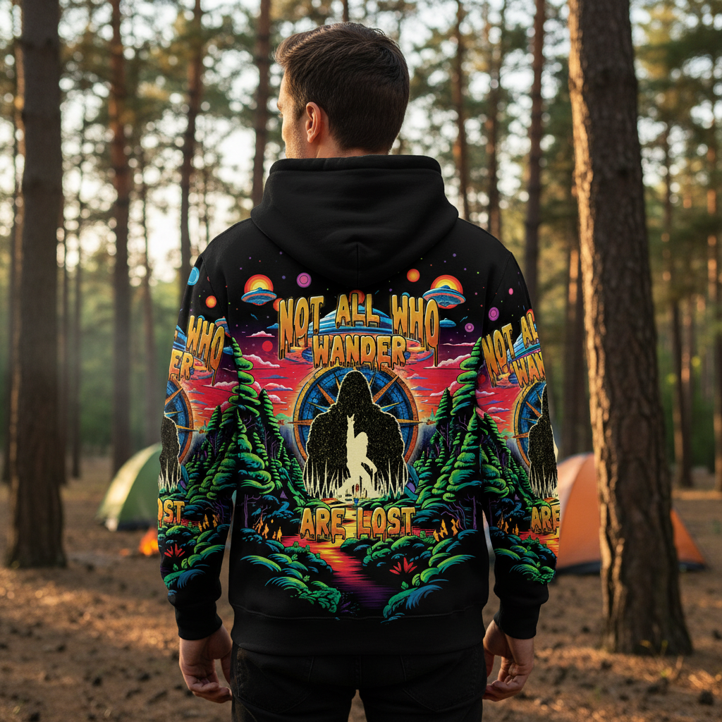 Not All Who Wander Are Lost Bigfoot All Over Print Shirt
