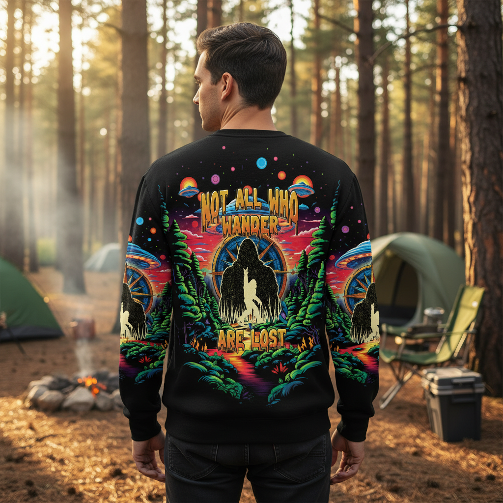 Not All Who Wander Are Lost Bigfoot All Over Print Shirt