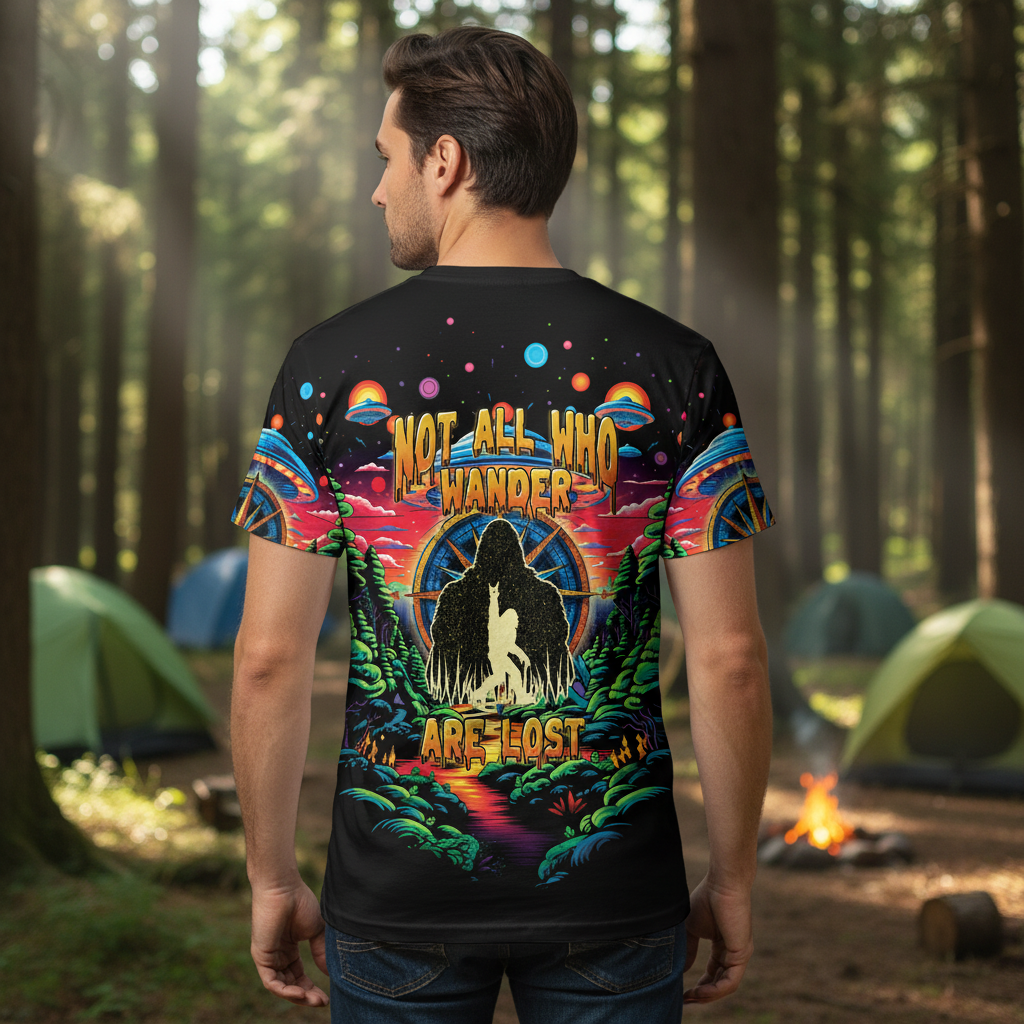 Not All Who Wander Are Lost Bigfoot All Over Print Shirt
