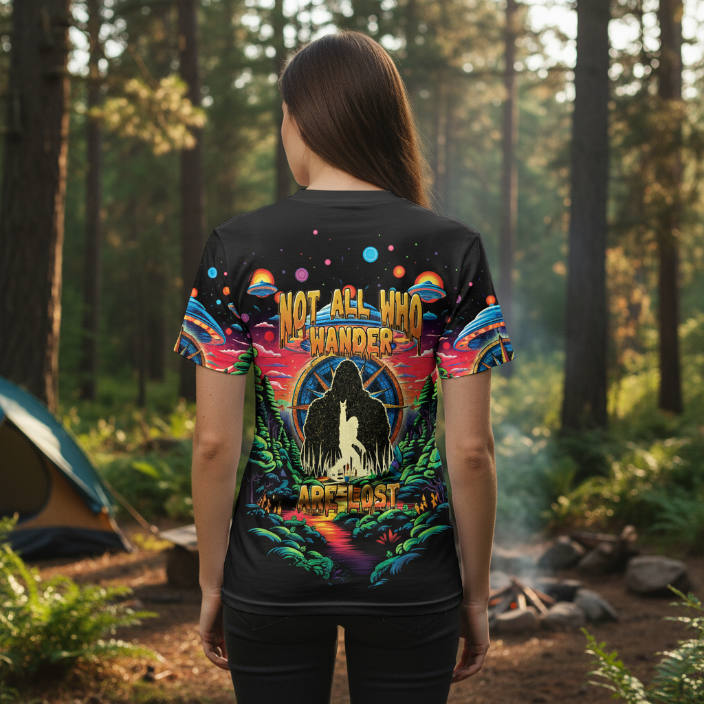 Not All Who Wander Are Lost Bigfoot All Over Print Shirt