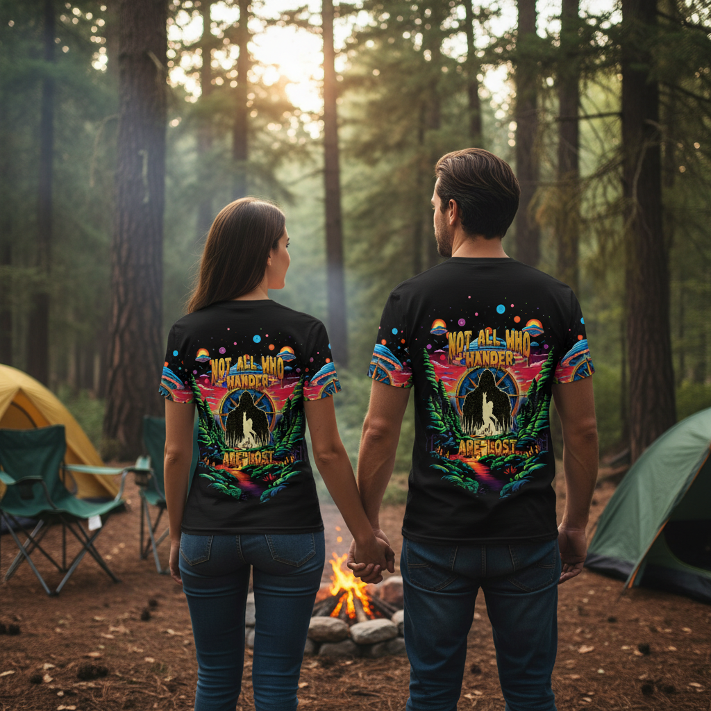 Not All Who Wander Are Lost Bigfoot All Over Print Shirt