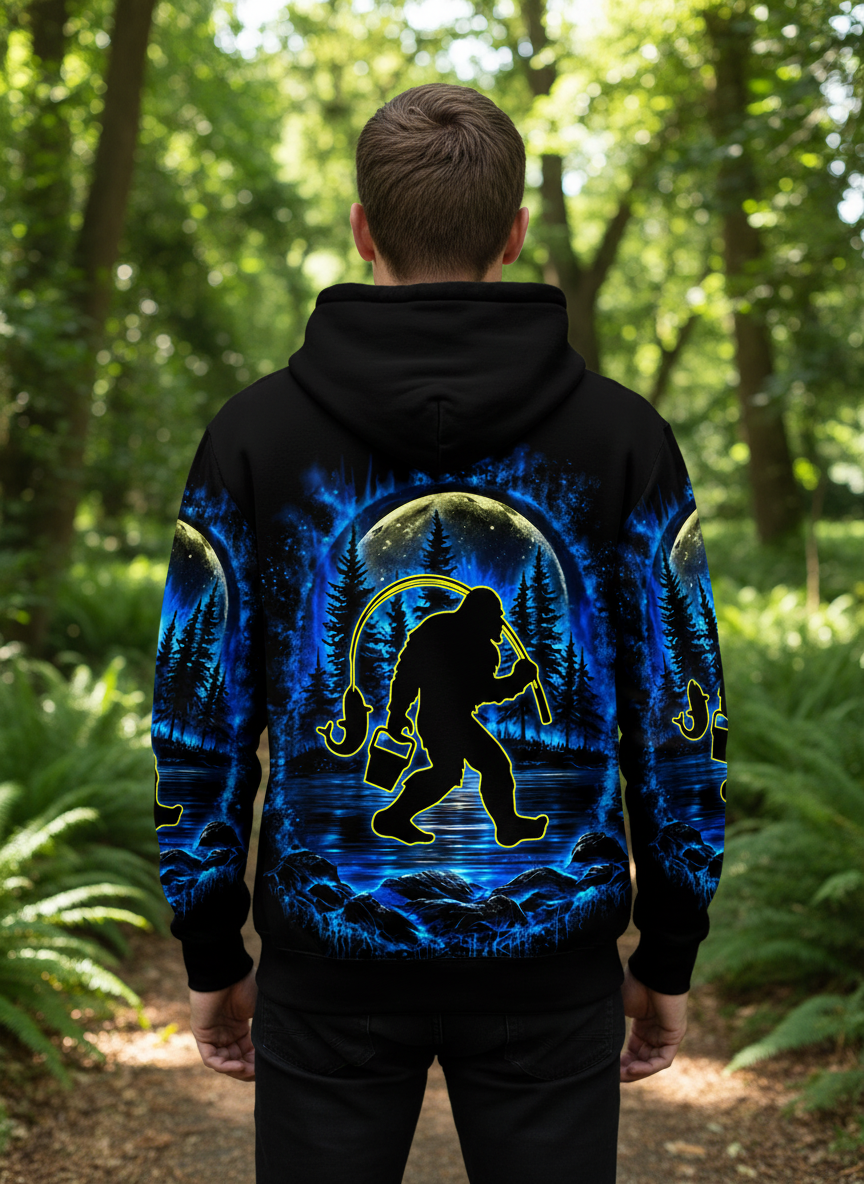 Bigfoot Fishing All Over Print Shirt