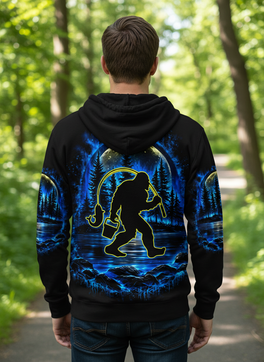 Bigfoot Fishing All Over Print Shirt