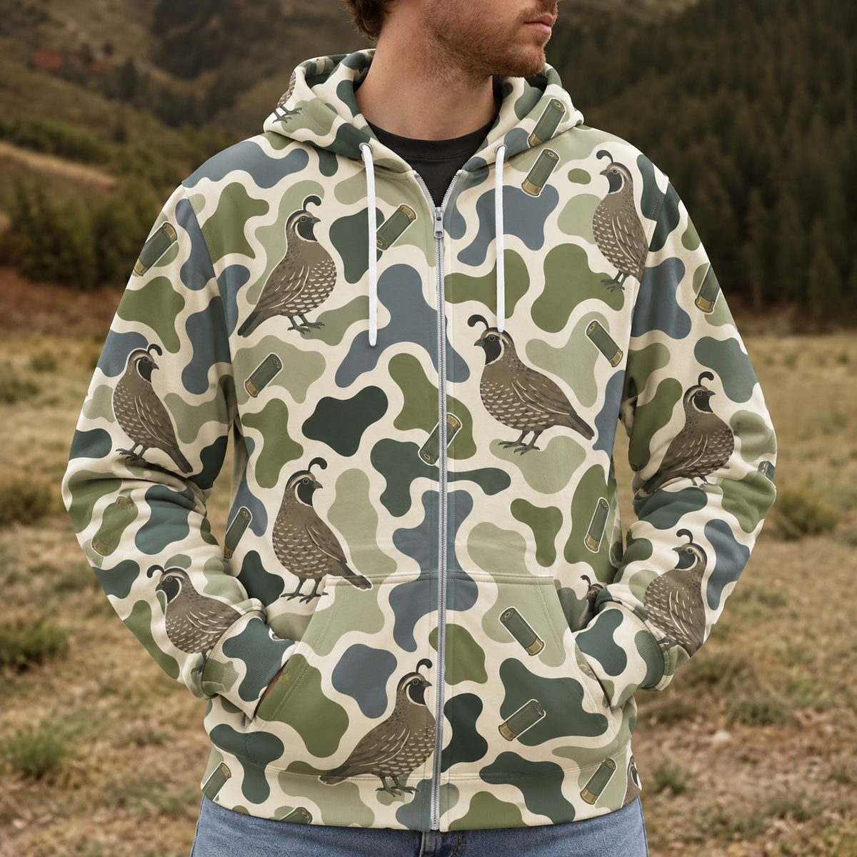 Quail Camouflage Hunting Funny Pattern All Over Print