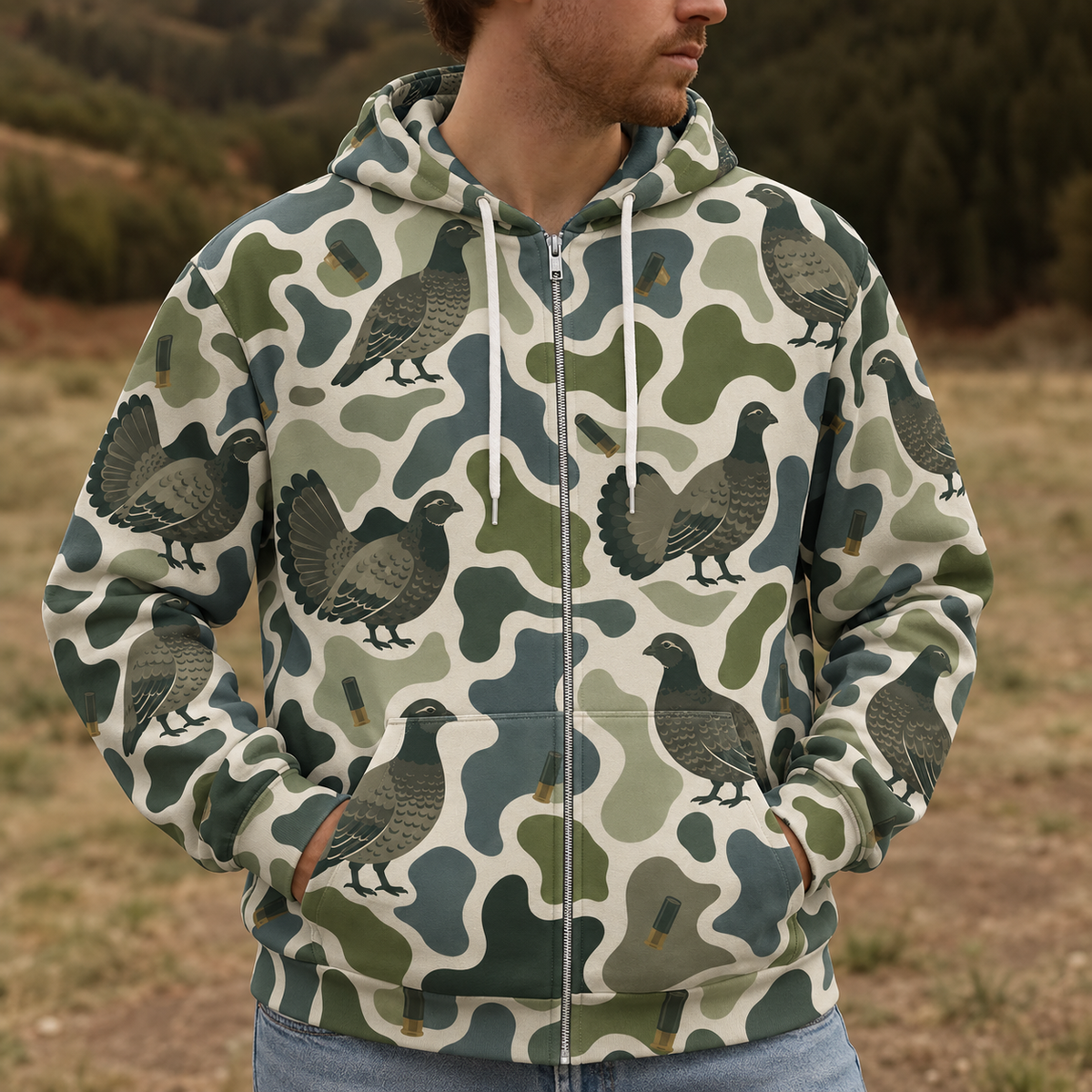 Grouse Camouflage Hunting Funny Pattern All Over Print