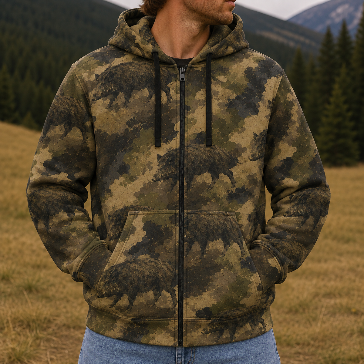 Hog Camouflage Graphic Pattern All Over Print Shirt