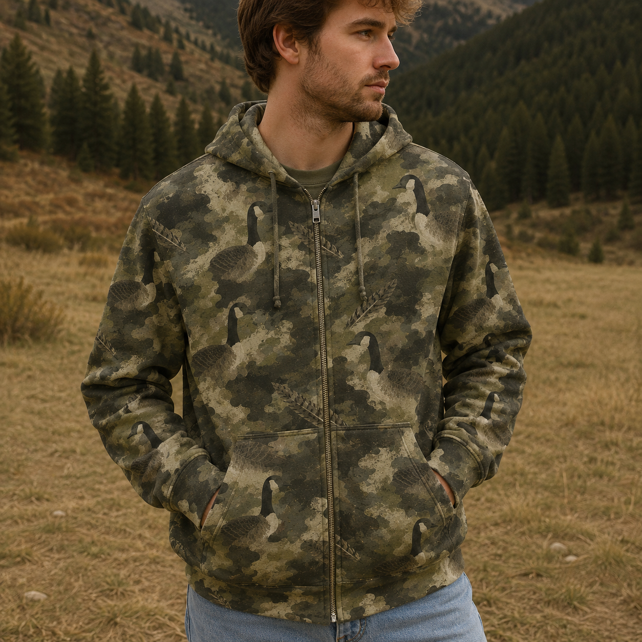 Goose Camouflage Graphic Pattern All Over Print Shirt