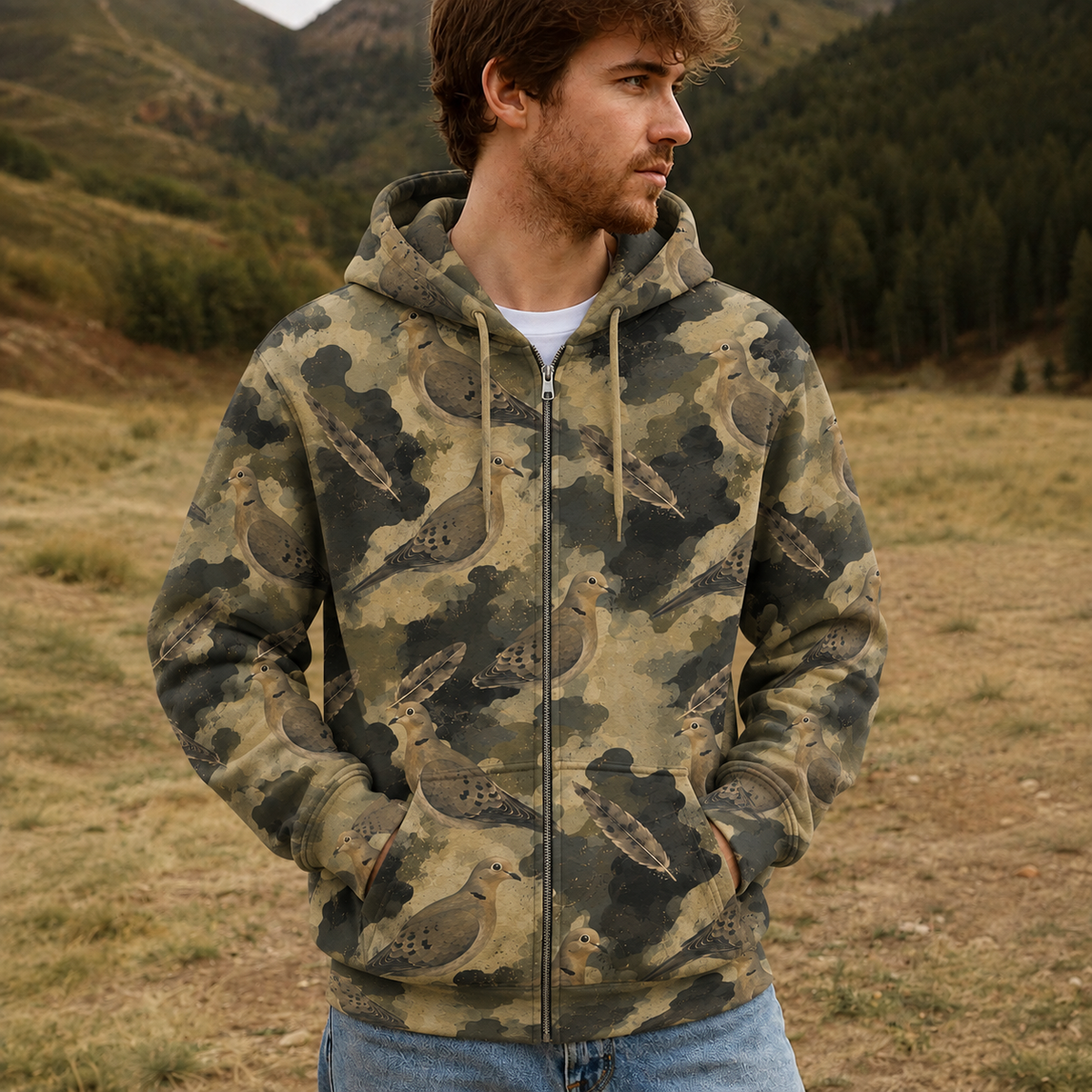 Dove Camouflage Graphic Pattern All Over Print Shirt