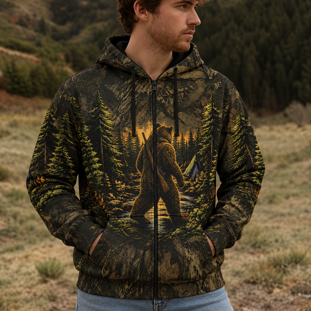 Brown Bear Camouflage Hunting All Over Print