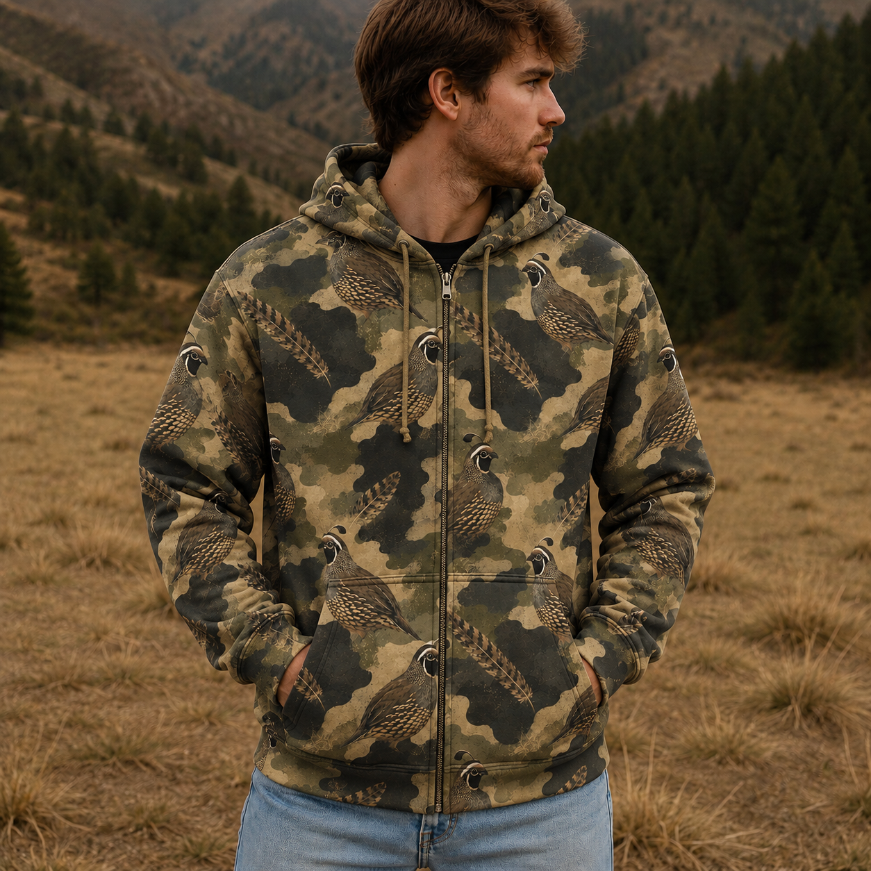 Quail Camouflage Graphic Pattern All Over Print Shirt
