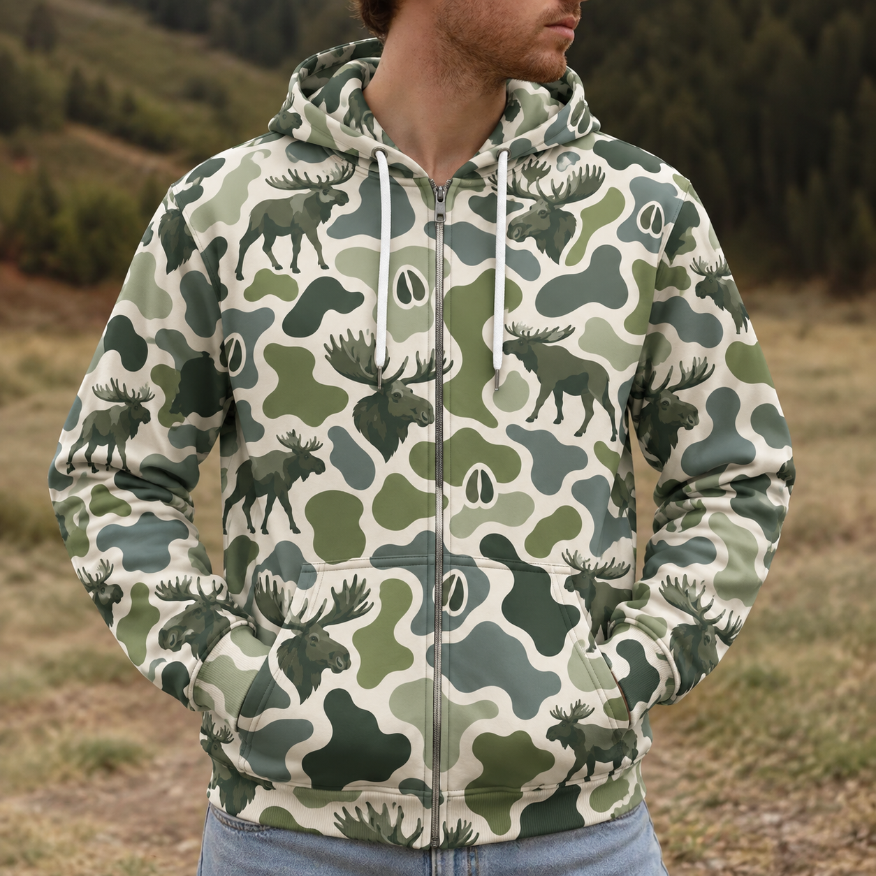 Moose Camouflage Hunting Funny Pattern All Over Print